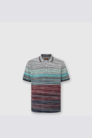 Missoni Polo de piqué de algodón flameado sombreado, Hombre, & Azul Oscuro, Talla: M