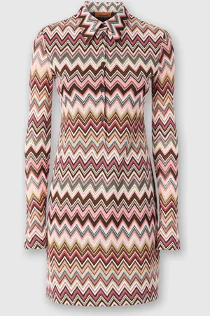 Missoni Minivestido de corte polo en algodón y viscosa en zigzag, Mujer, , Talla: 40