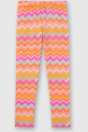 Missoni Leggings de algodón elástico en zig zag con logo, Niña, & Rojo, Talla: 10