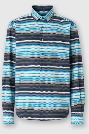 Missoni Camisa de popelina de algodón con estampado en zigzag, Hombre, & Gris, Talla: 46