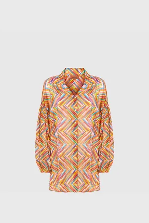 Missoni Camisa oversize en mezcla de algodón y seda estampada, Mujer, , Talla: S