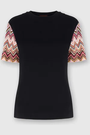 Missoni Camiseta de cuello redondo con mangas de punto en zig zag, Mujer, , Talla: S