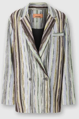 Missoni Blazer cruzado de viscosa flameada lamé a rayas, Mujer, , Talla: 38