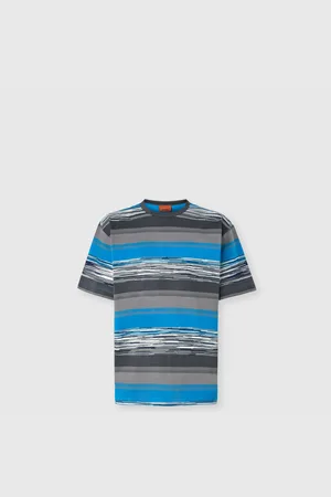 Missoni Camiseta de punto de algodón a rayas con logo, Hombre, , Talla: M