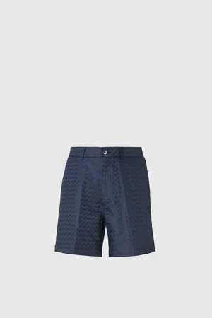 Missoni Pantalón corto de sastrería de algodón, viscosa y lino con estampado en zigzag brillante, Hombre, , Talla: 48