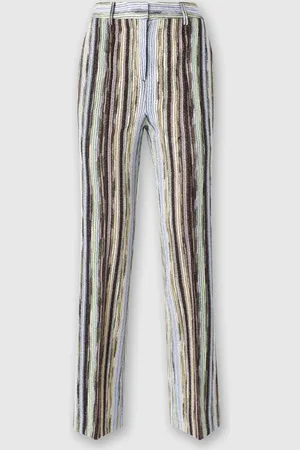 Missoni Pantalón clásico de viscosa flameada lamé a rayas con bajo recortado, Mujer, , Talla: 40