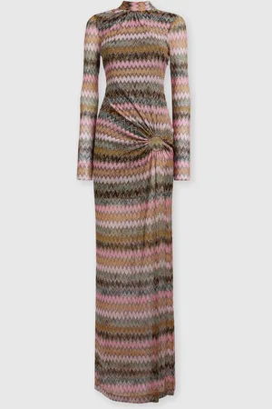 Missoni Vestido largo en viscosa chevron y lúrex con detalle cut-out, Mujer, , Talla: 42