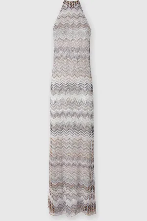 Missoni Vestido largo con escote halter en mezcla de viscosa lamé, Mujer, , Talla: 40