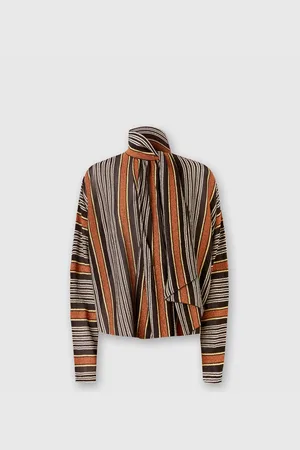 Missoni Blusa con cuello bufanda de viscosa a rayas lamé, Mujer, , Talla: 40