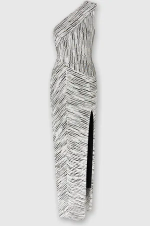 Missoni Vestido largo de un solo hombro con motivo de lamé griego y abertura, Mujer, , Talla: 40