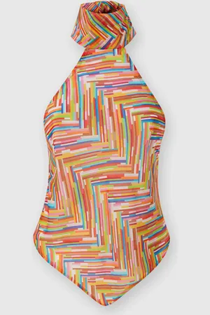 Missoni Top de cuello alto sin mangas en mezcla de algodón y seda estampada, Mujer, , Talla: 36