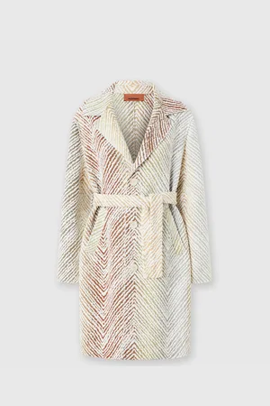 Missoni Abrigo de botonadura sencilla en tejido con estampado en zig zag 3D, Mujer, & Multicolor, Talla: S