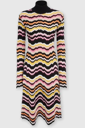 Missoni Vestido midi de cuello alto con motivo griego en zigzag, Mujer, , Talla: 40