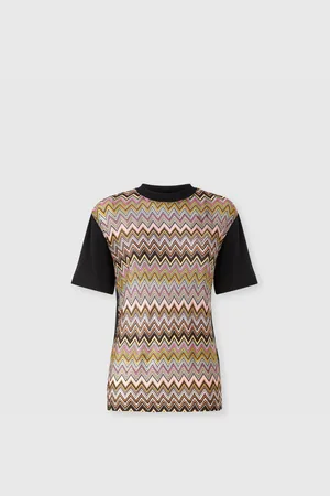 Missoni Camiseta de punto de algodón con inserciones de chevron, Mujer, , Talla: S