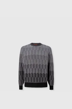 Missoni Jersey de cuello redondo de lana virgen en zigzag, Hombre, , Talla: 48
