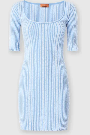 Missoni Minivestido de canalé con lentejuelas y manga corta, Mujer, , Talla: 40