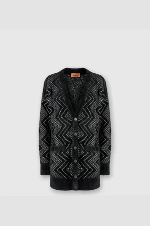 Missoni Cárdigan oversize en zig zag con lentejuelas, Mujer, & Plateado, Talla: S