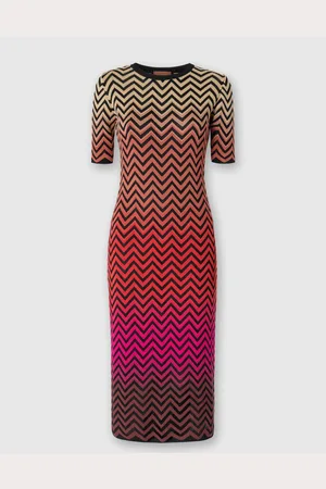 Missoni Vestido midi con motivo de chevron degradado, Mujer, , Talla: 38