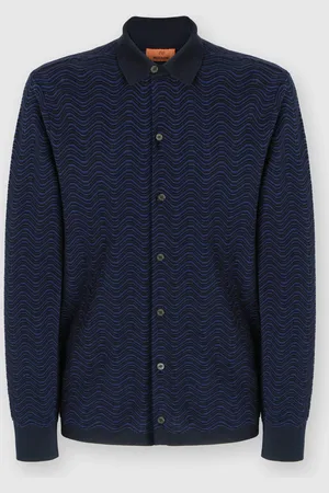 Missoni Camisa de lana virgen y viscosa con estampado de ondas, Hombre, , Talla: 48