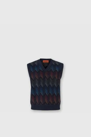 Missoni Chaleco de mezcla de chevron de algodón degradado con cuello en V, Hombre, , Talla: 48