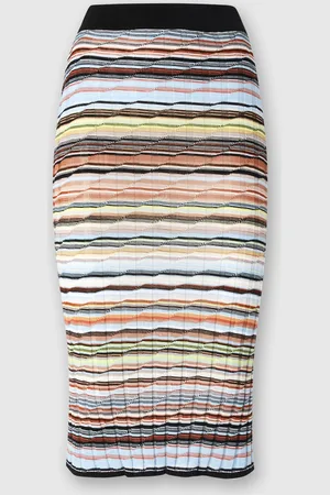 Missoni Falda midi de canalé de algodón y viscosa a rayas, Mujer, , Talla: 40