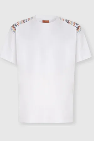 Missoni Camiseta de algodón con cuello redondo e inserciones de chevron en los hombros, Hombre, , Talla: 2XL