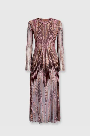 Missoni Vestido largo con estampado parcial en zigzag, Mujer, , Talla: 40