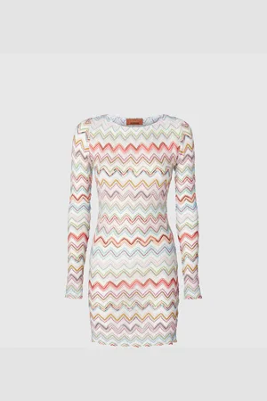 Missoni Vestido corto tapado con lamé en zig zag 3D, Mujer, , Talla: 40