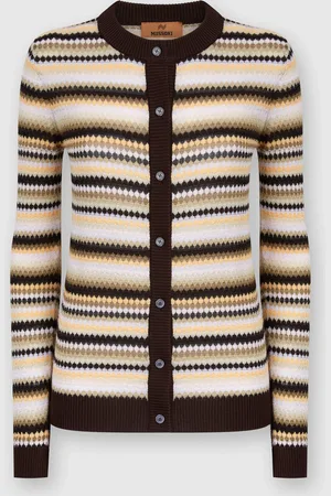 Missoni Cárdigan de algodón y viscosa a rayas con ribete en contraste, Mujer, , Talla: 40