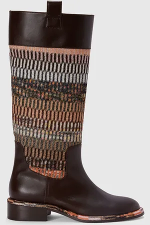 Missoni Botas de piel con inserto de tejido lamé, Mujer, , Talla: 36