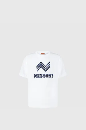 Missoni Camiseta de algodón con cuello redondo con aplicación en zigzag y logotipo, Hombre, , Talla: M