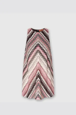 Missoni Minivestido evasé con estampado en zigzag dentado de lamé, Mujer, , Talla: 40