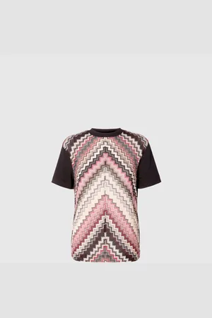 Missoni Camiseta de cuello redondo con aplicación de punto en zig zag lamé, Mujer, , Talla: S