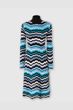 Missoni Vestido midi de cuello alto con motivo griego en zigzag, Mujer, , Talla: 38