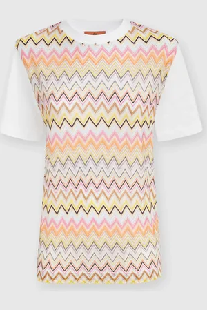 Missoni Camiseta de punto de algodón con inserciones de chevron, Mujer, , Talla: S