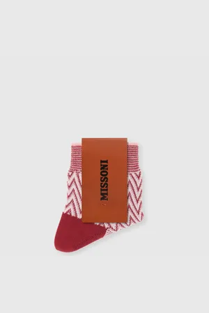Missoni Calcetines cortos de algodón en zig zag, Mujer, , Talla: L