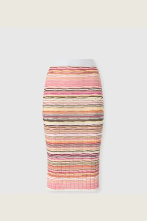 Missoni Falda midi de canalé de algodón y viscosa a rayas, Mujer, , Talla: 38