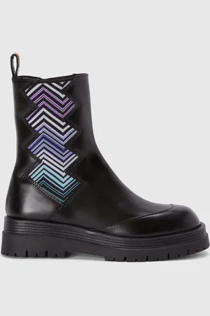 Missoni Botines de piel con inserto de tejido, Mujer, , Talla: 36