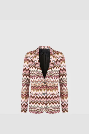 Missoni Blazer de botonadura sencilla en algodón y viscosa en zigzag, Mujer, , Talla: 40
