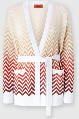 Missoni Cárdigan con motivo de chevron degradado con cinturón, Mujer, , Talla: 38