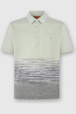 Missoni Polo flameado de algodón y lino con bordado en zigzag, Hombre, , Talla: M