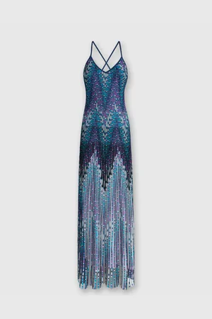 Missoni Vestido largo en zig zag con tirantes cruzados, Mujer, , Talla: 38