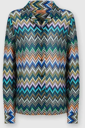 Missoni Camisa de corte bowling en viscosa en zig zag, Mujer, & Multicolor, Talla: 40