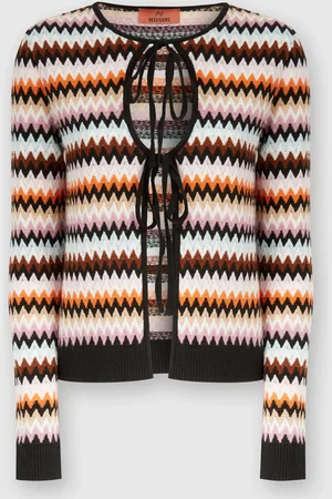 Missoni Cárdigan de lana en zigzag con ribete en contraste, Mujer, , Talla: 40