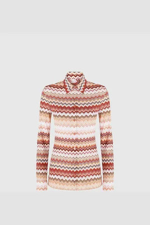 Missoni Camisa con estampado de lamé dentado en zig zag, Mujer, , Talla: 40