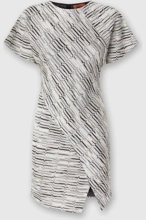 Missoni Minivestido de manga corta con motivo de lamé griego y abertura, Mujer, , Talla: 40