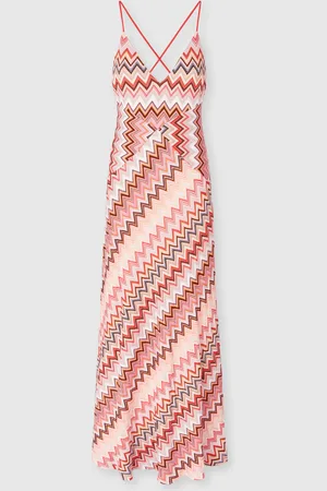 Missoni Vestido largo de patchwork con estampado en zig zag y tirantes cruzados, Mujer, , Talla: 40