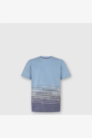 Missoni Camiseta de cuello redondo en algodón flameado y lino con bordado en zigzag, Hombre, , Talla: M