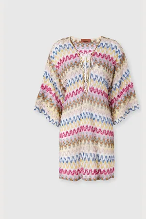 Missoni Caftán corto tapado en encaje de viscosa lamé, Mujer, , Talla: 40