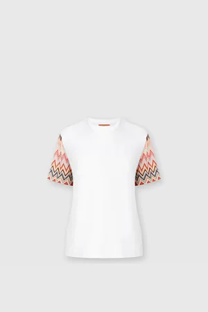 Missoni Camiseta de cuello redondo con mangas de punto en zig zag, Mujer, , Talla: S